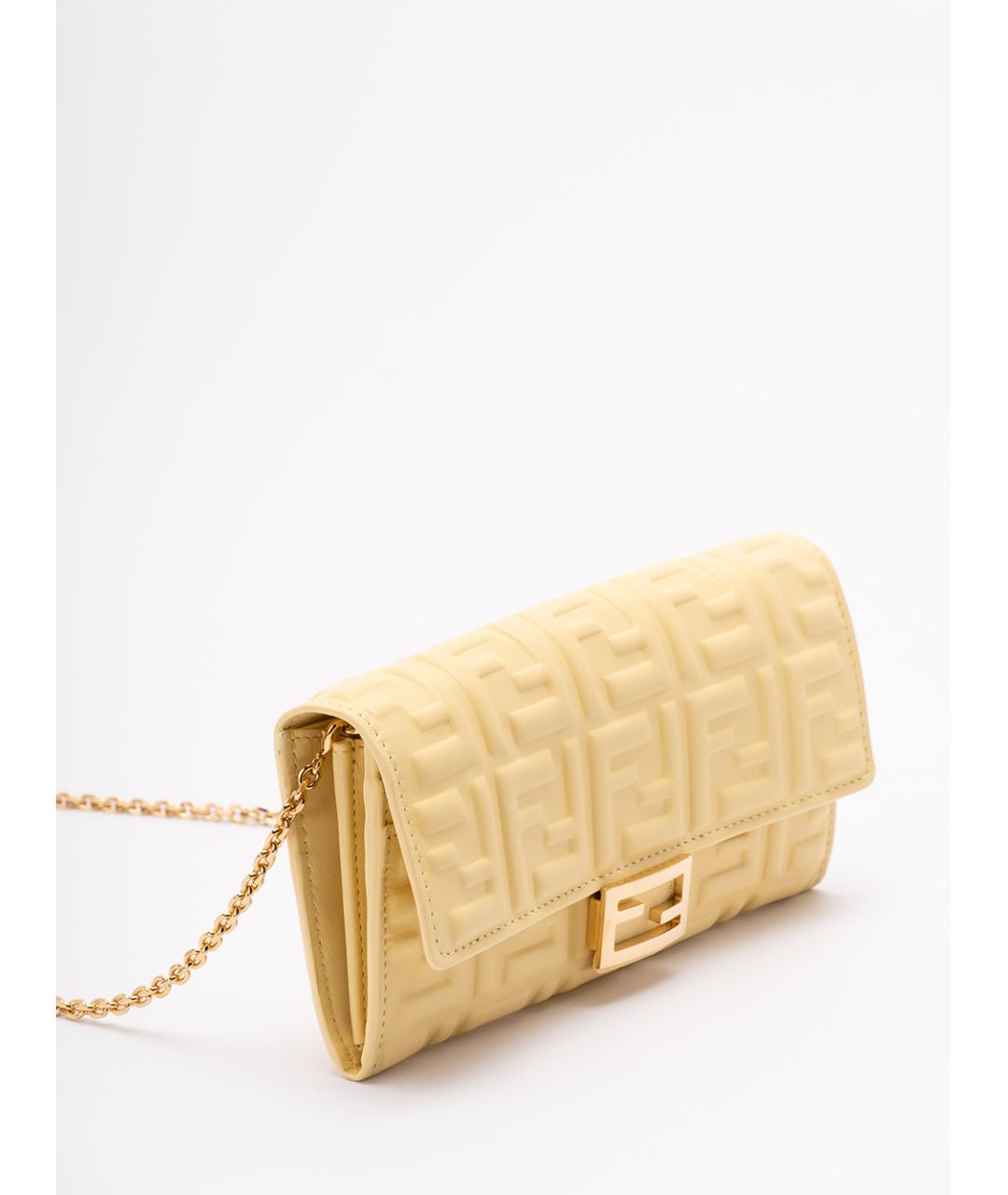 FENDI Желтая кожаная сумка через плечо, фото 3