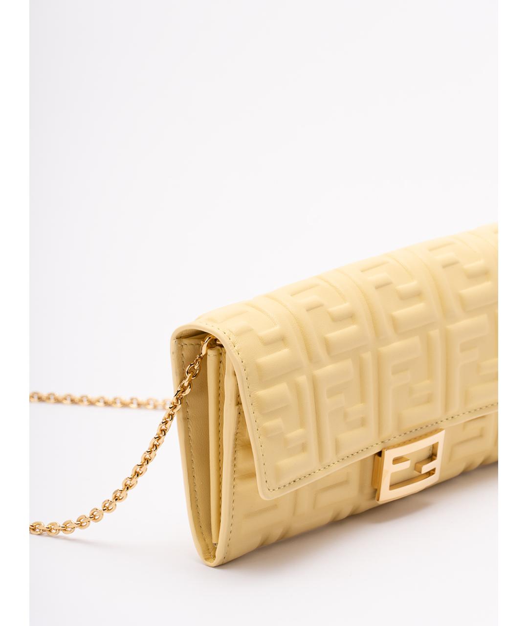 FENDI Желтая кожаная сумка через плечо, фото 4