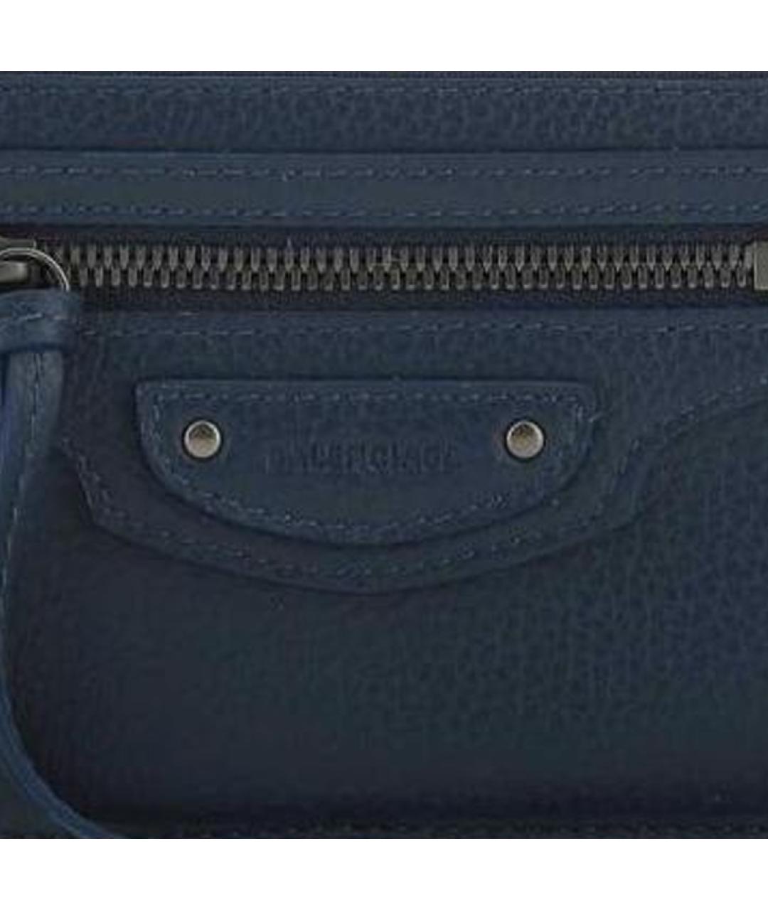 BALENCIAGA Темно-синий кожаный кошелек, фото 5