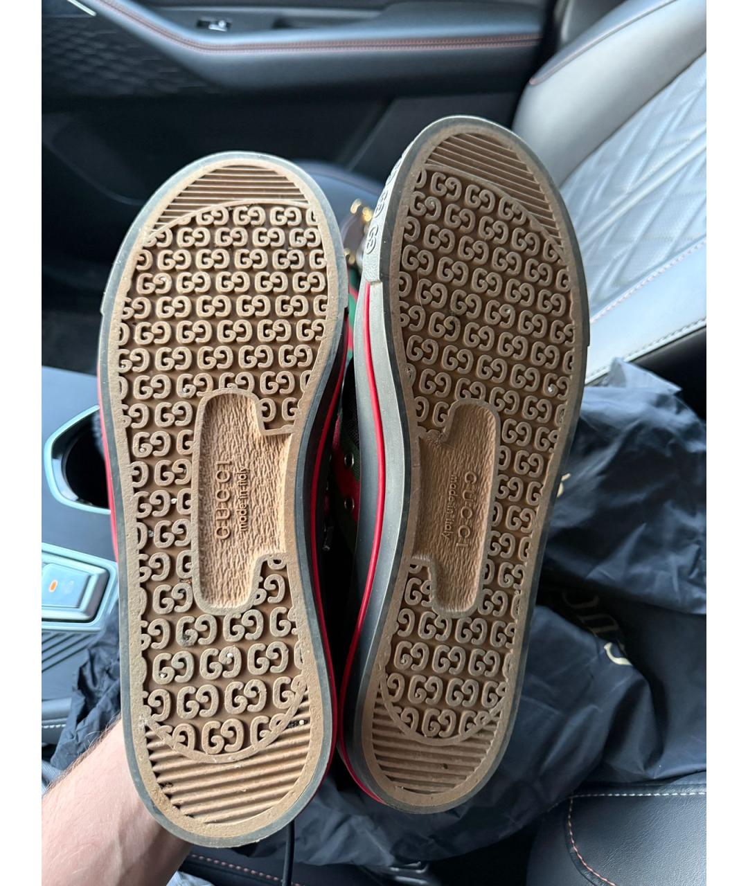 GUCCI Черные синтетические низкие кроссовки / кеды, фото 3