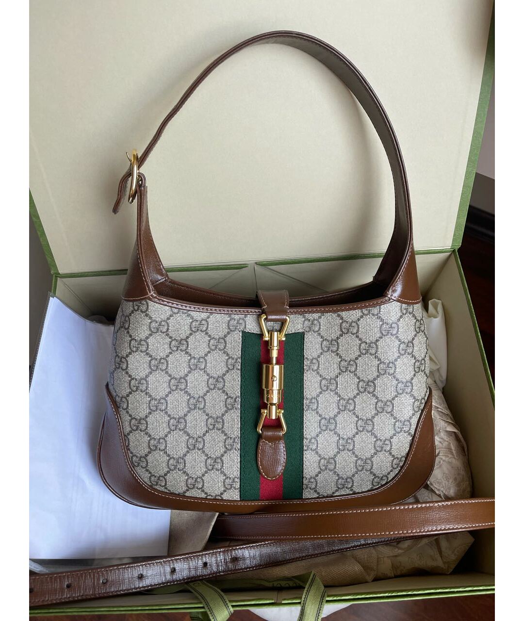 GUCCI Коричневая кожаная сумка тоут, фото 8