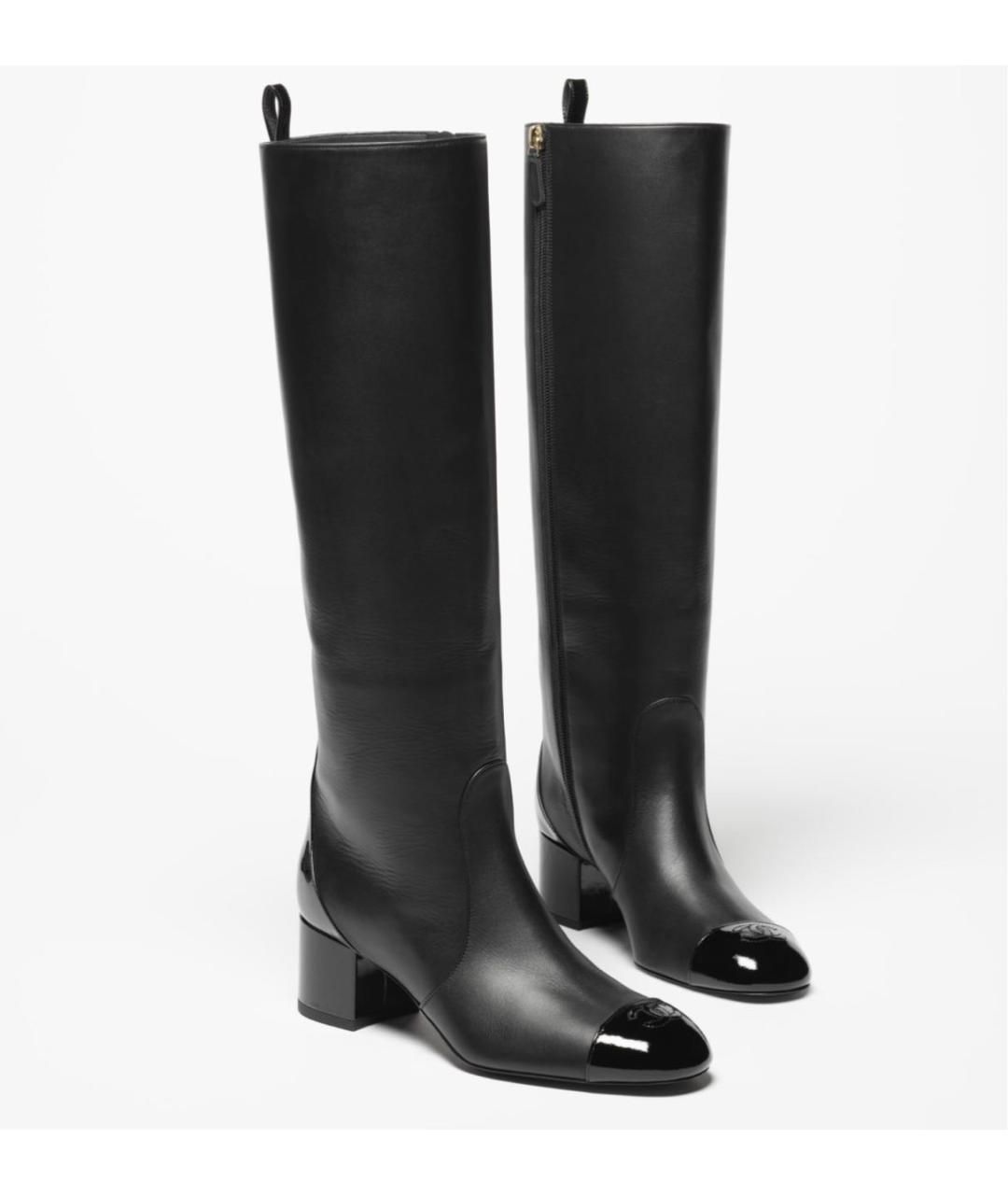 CHANEL Черные кожаные сапоги, фото 2