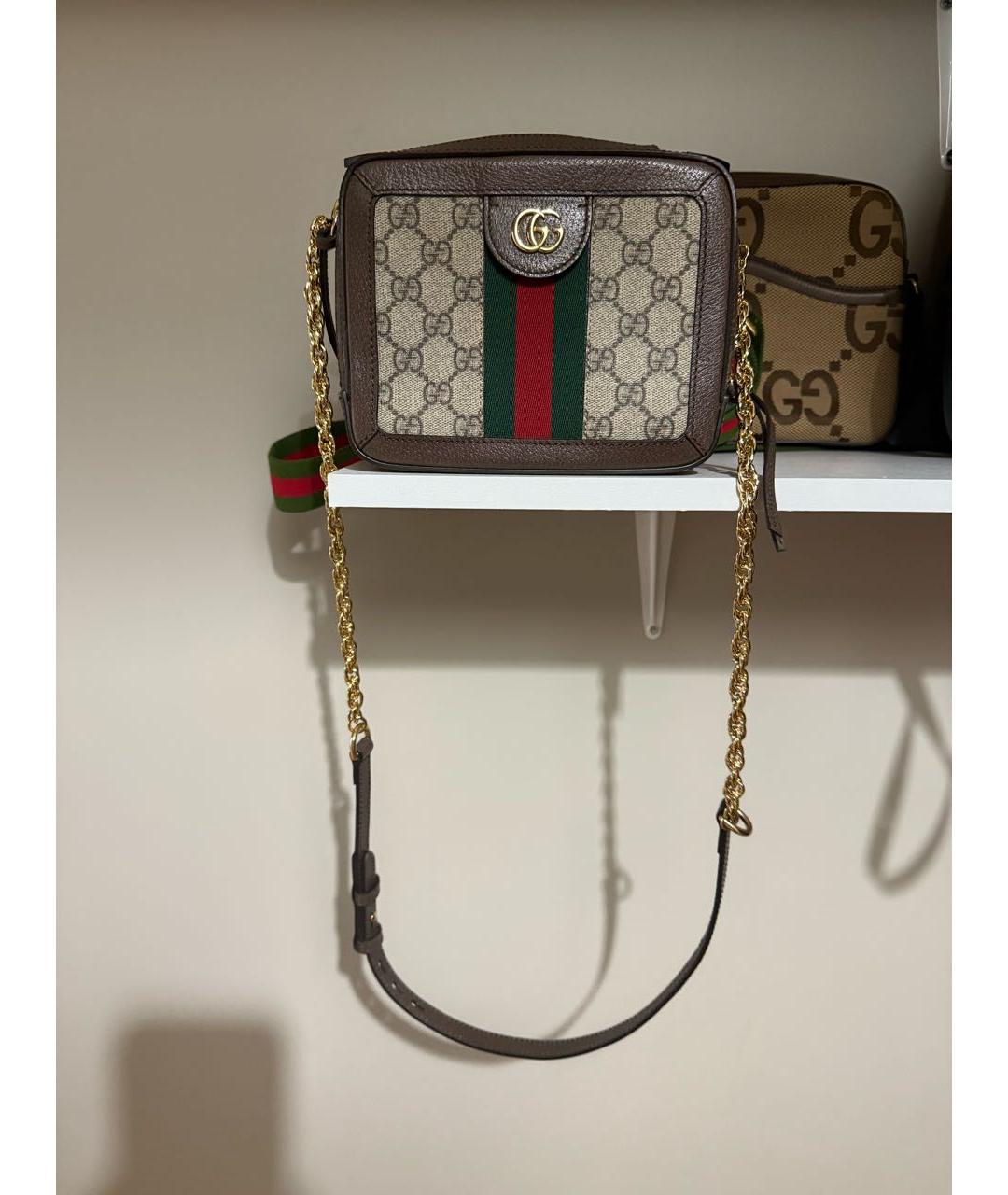 GUCCI Коричневая кожаная сумка с короткими ручками, фото 5