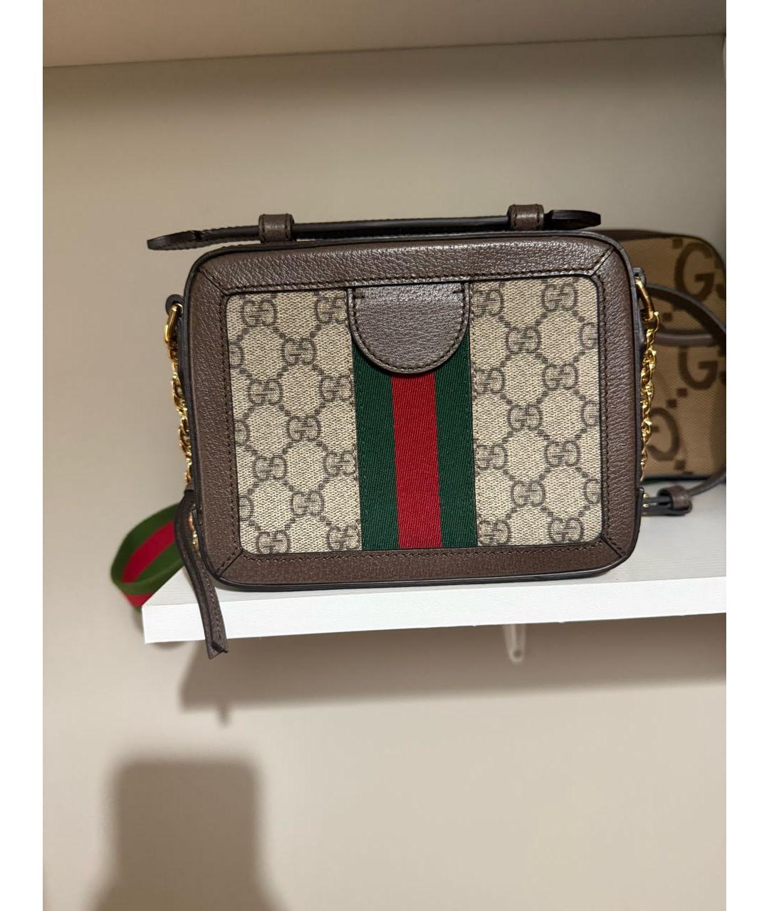 GUCCI Коричневая кожаная сумка с короткими ручками, фото 3