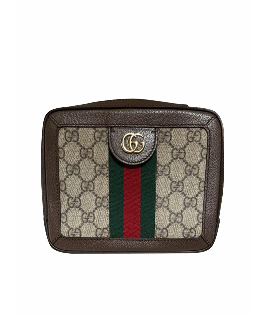 GUCCI Коричневая кожаная сумка с короткими ручками, фото 1