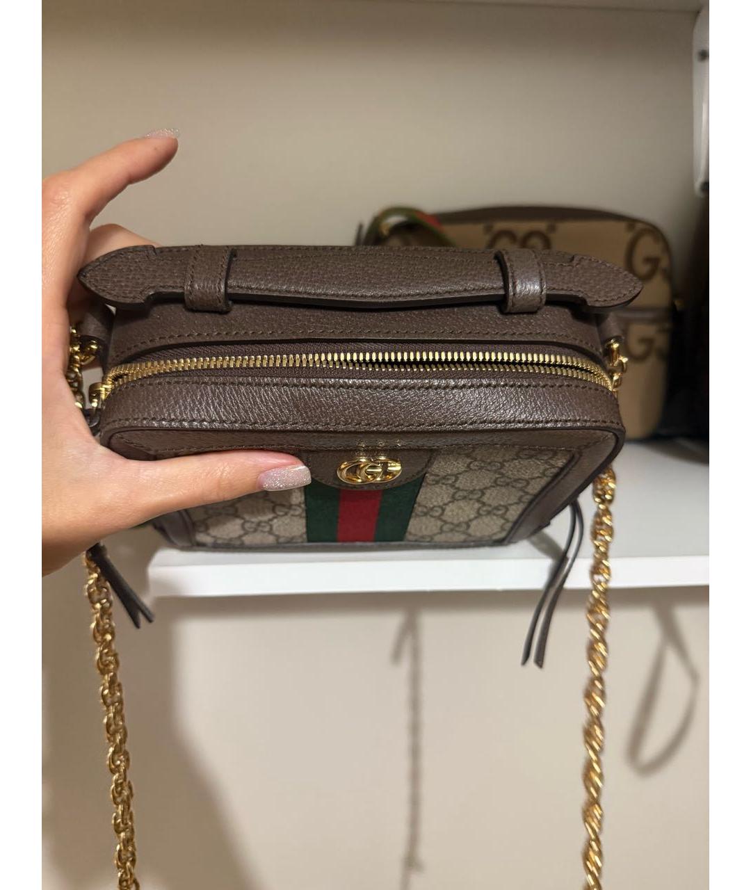 GUCCI Коричневая кожаная сумка с короткими ручками, фото 2