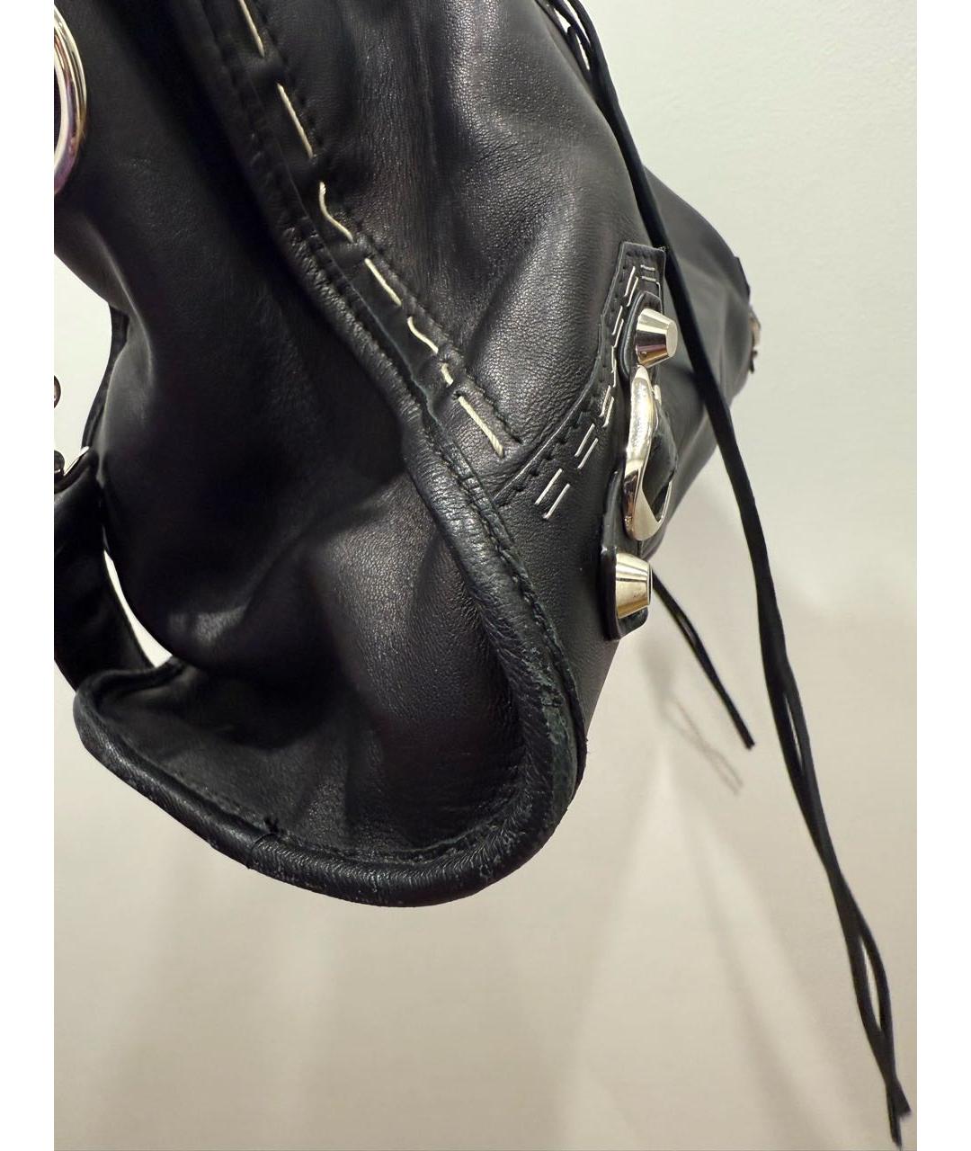 BALENCIAGA Черная кожаная сумка с короткими ручками, фото 4