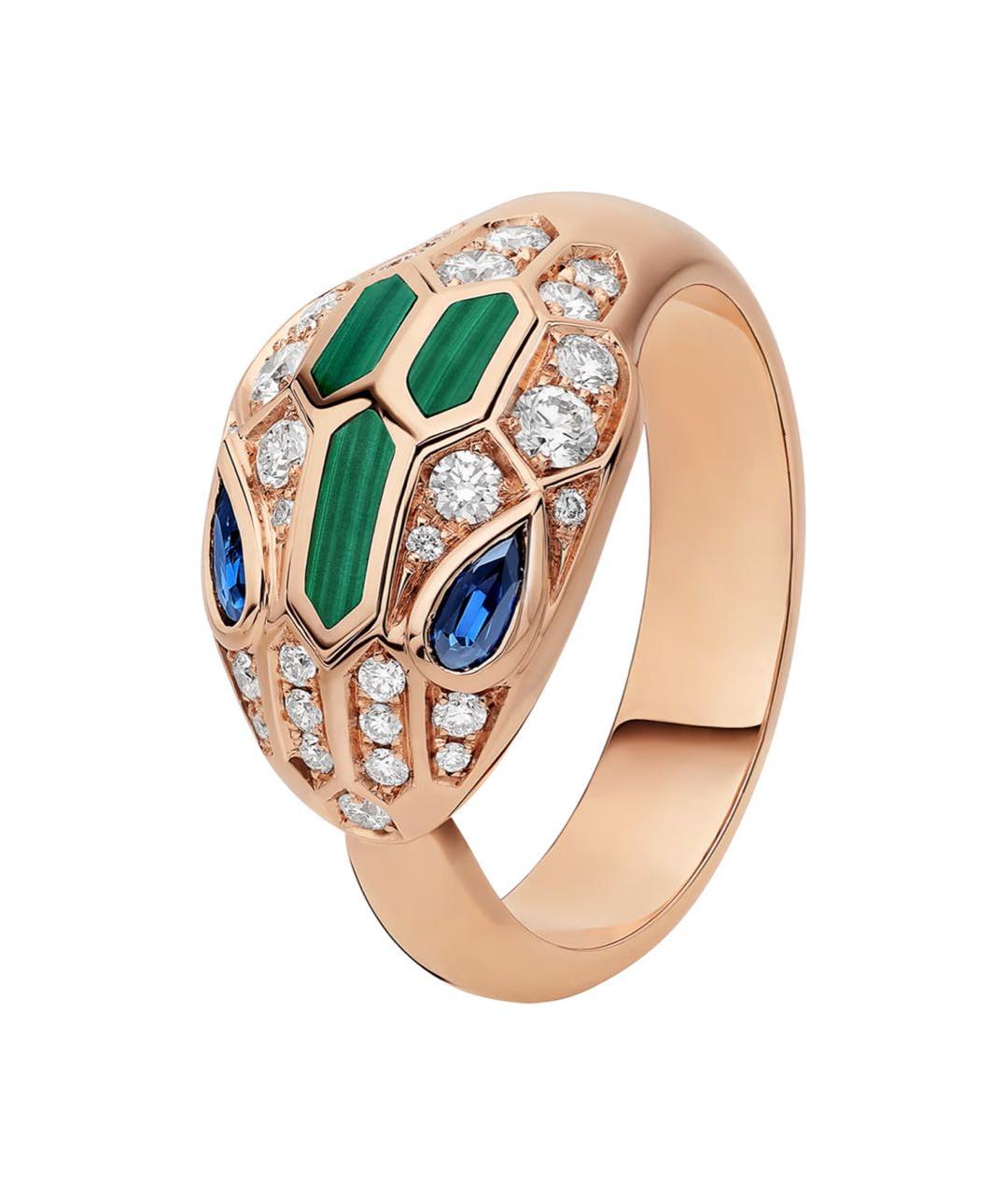 BVLGARI Зеленые кольцо из розового золота, фото 1
