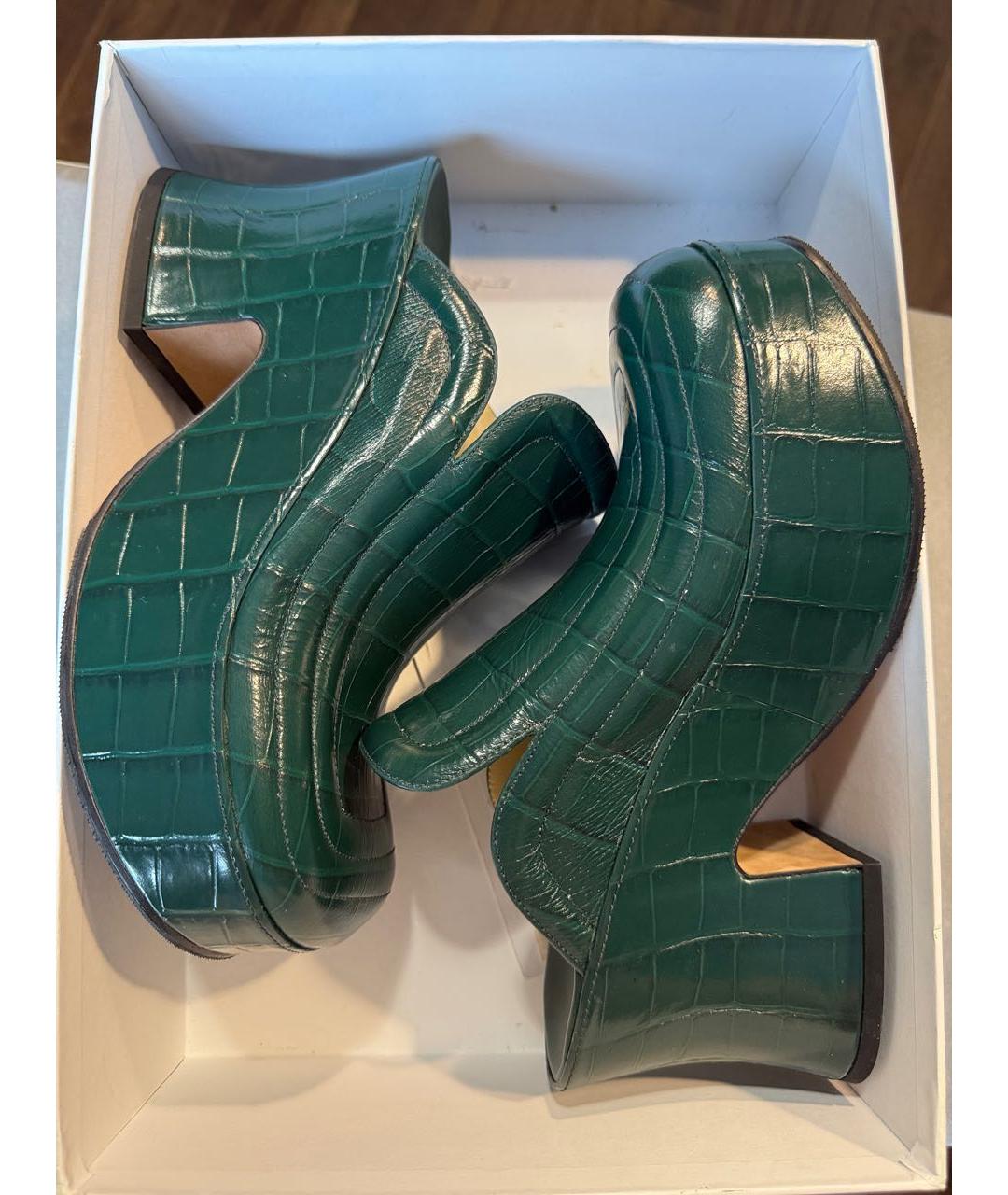 BOTTEGA VENETA Зеленые сабо из лакированной кожи, фото 5