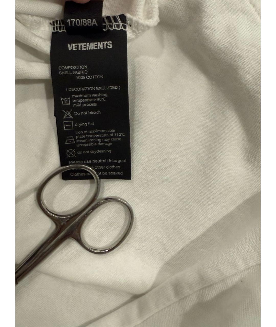 VETEMENTS Белая хлопковая футболка, фото 5