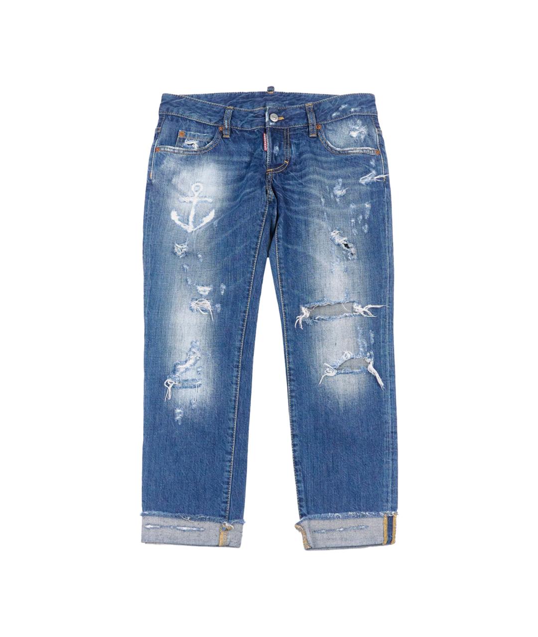 DSQUARED2 Синие хлопковые прямые джинсы, фото 6