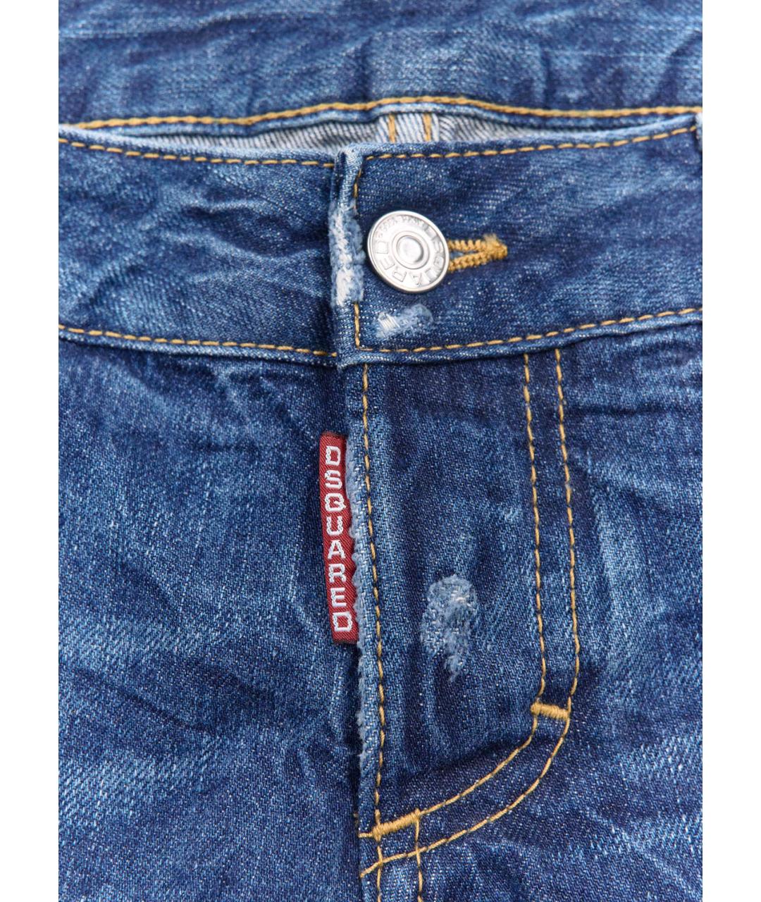 DSQUARED2 Синие хлопковые прямые джинсы, фото 3