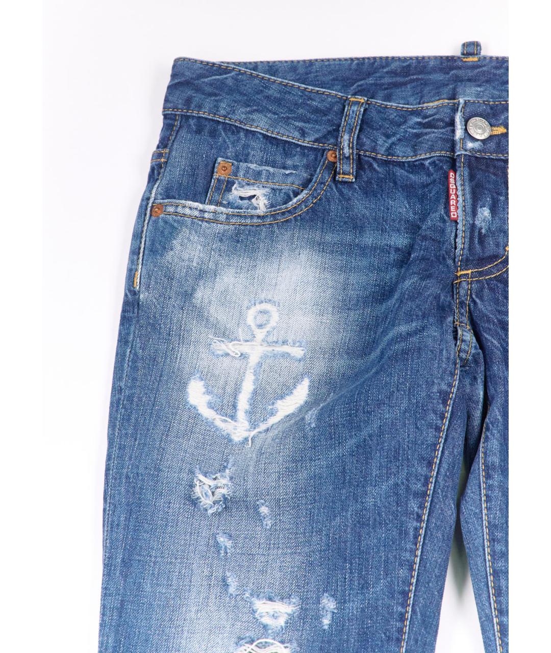DSQUARED2 Синие хлопковые прямые джинсы, фото 2