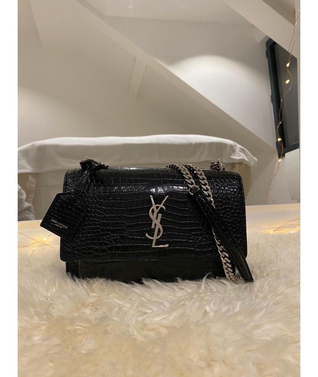 SAINT LAURENT Черная кожаная сумка через плечо, фото 6