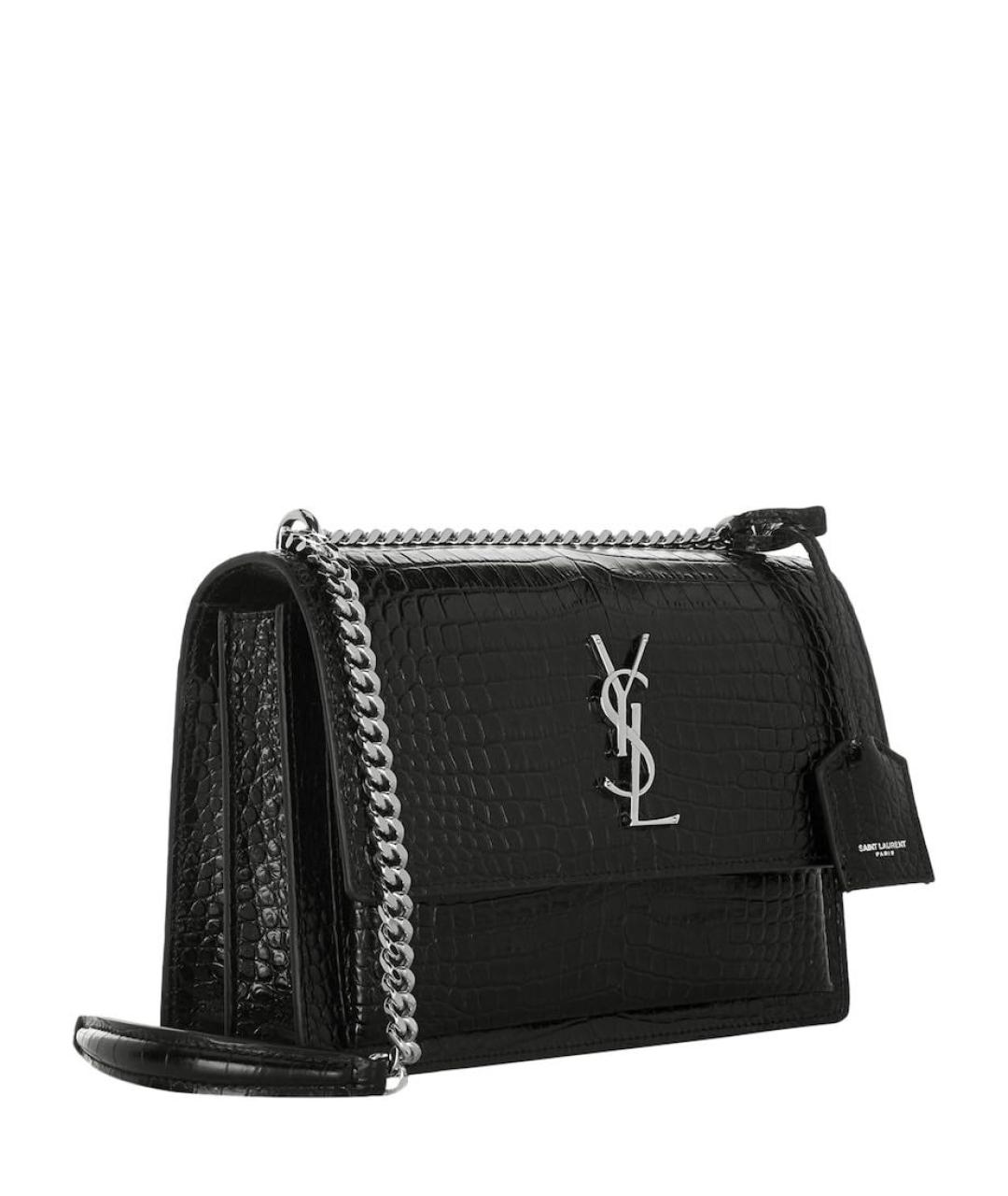 SAINT LAURENT Черная кожаная сумка через плечо, фото 2