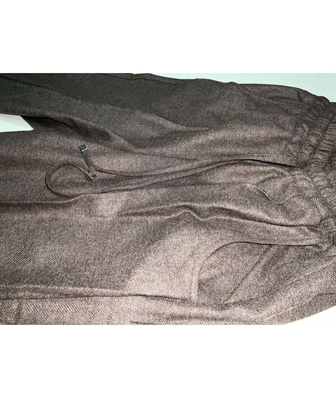 KITON Коричневые шерстяные прямые брюки, фото 4
