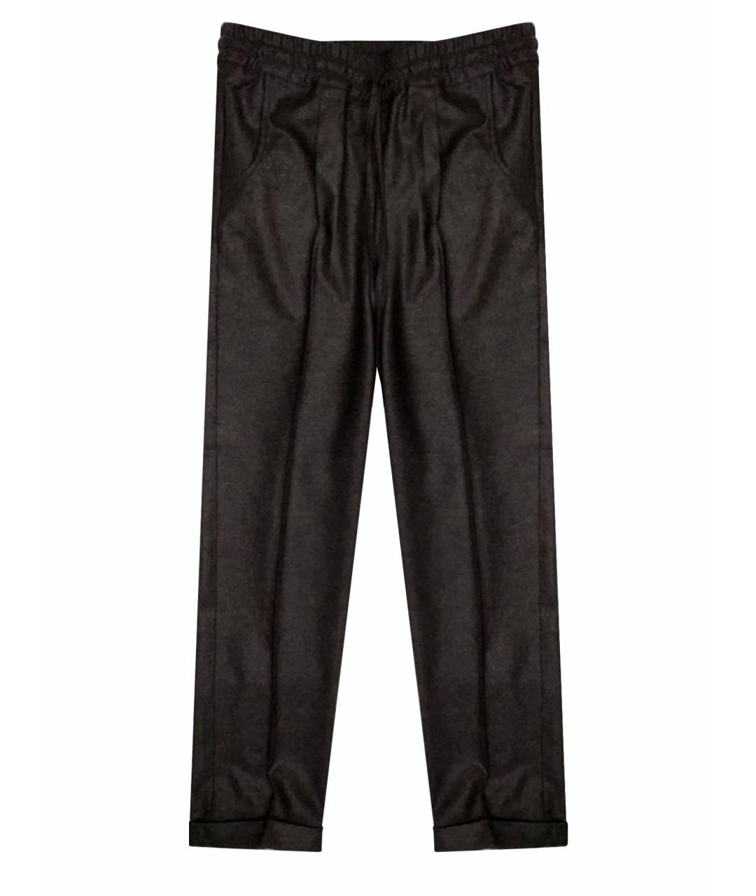 KITON Коричневые шерстяные прямые брюки, фото 1