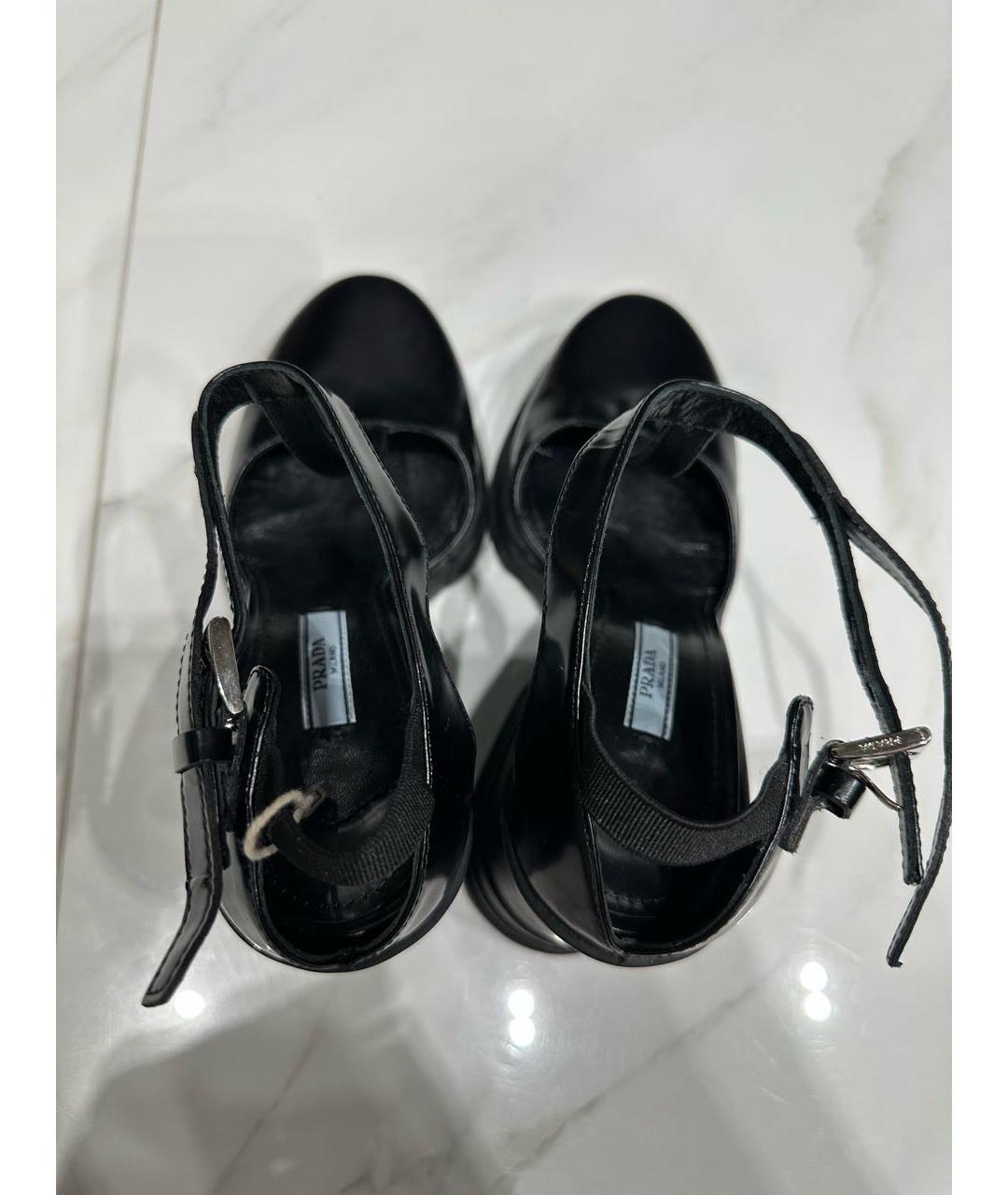 PRADA Черные кожаные босоножки, фото 3