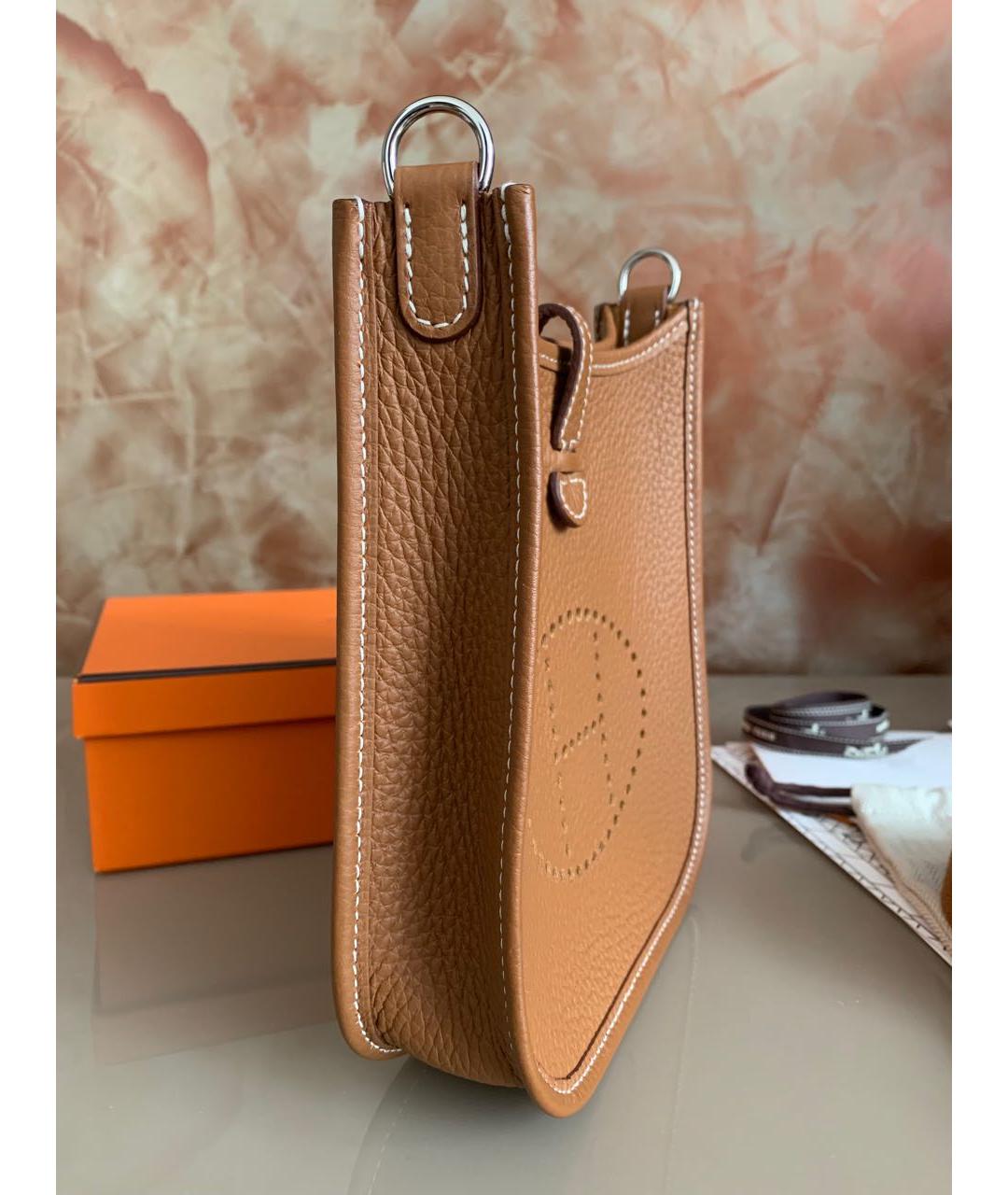 HERMES Коричневая кожаная сумка через плечо, фото 4