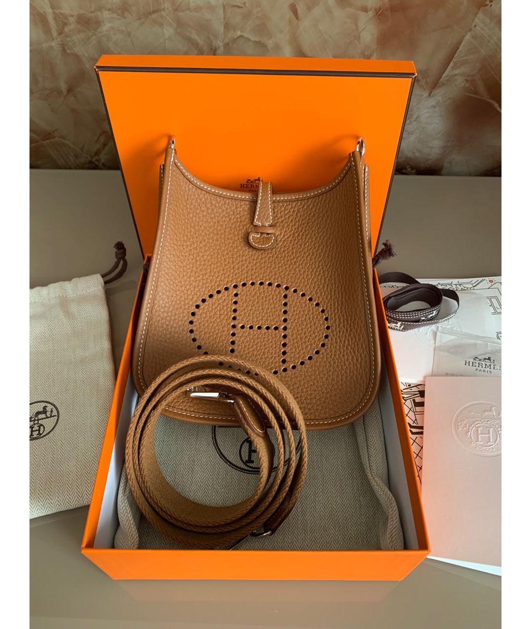 HERMES Коричневая кожаная сумка через плечо, фото 8