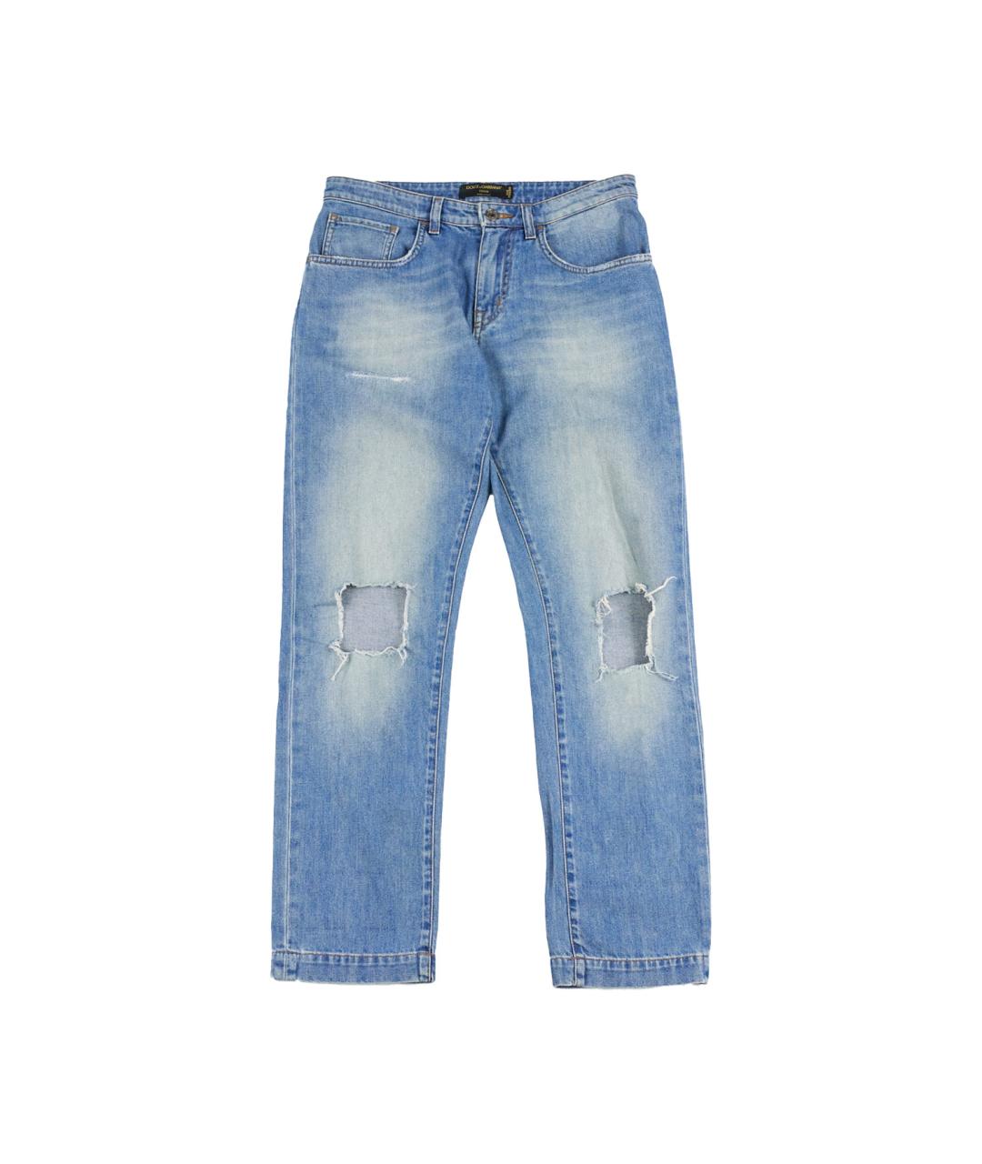 DOLCE&GABBANA Голубые хлопковые прямые джинсы, фото 5