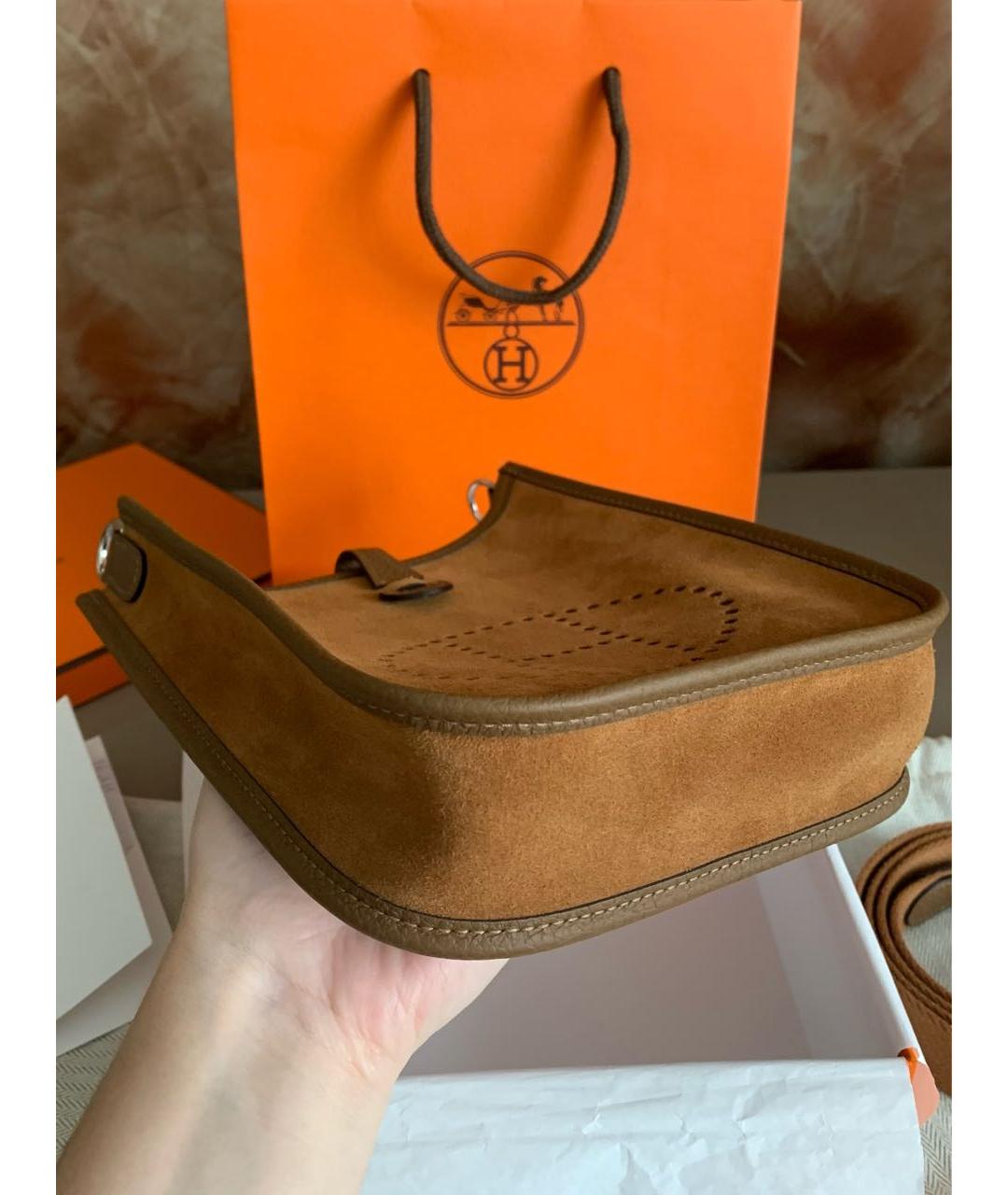 HERMES Коричневая кожаная сумка через плечо, фото 5