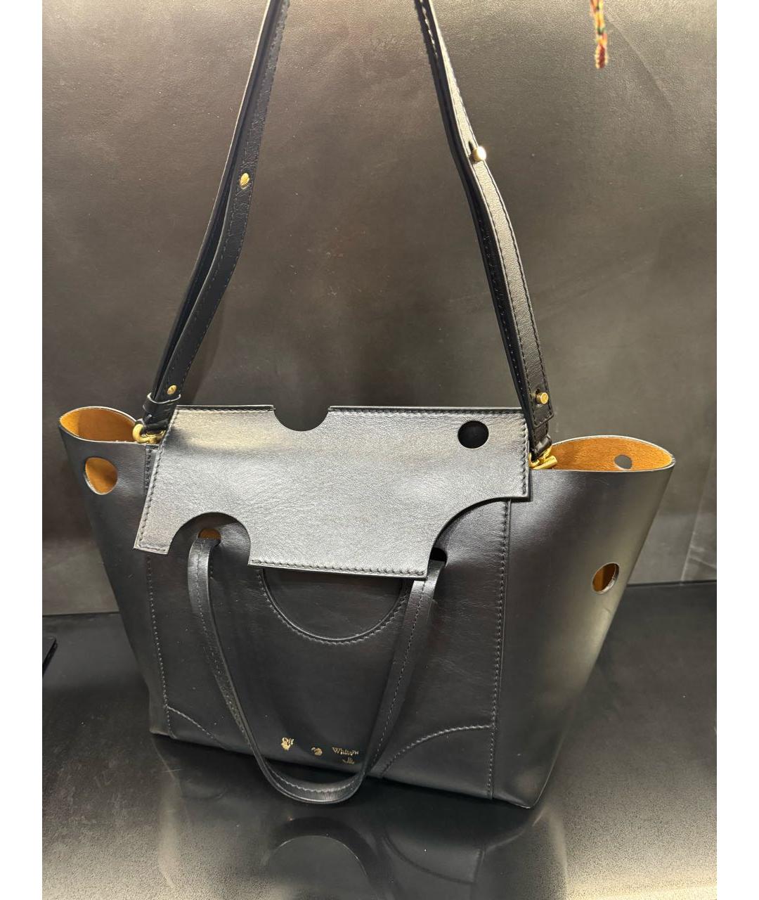 OFF-WHITE Черная кожаная сумка тоут, фото 5