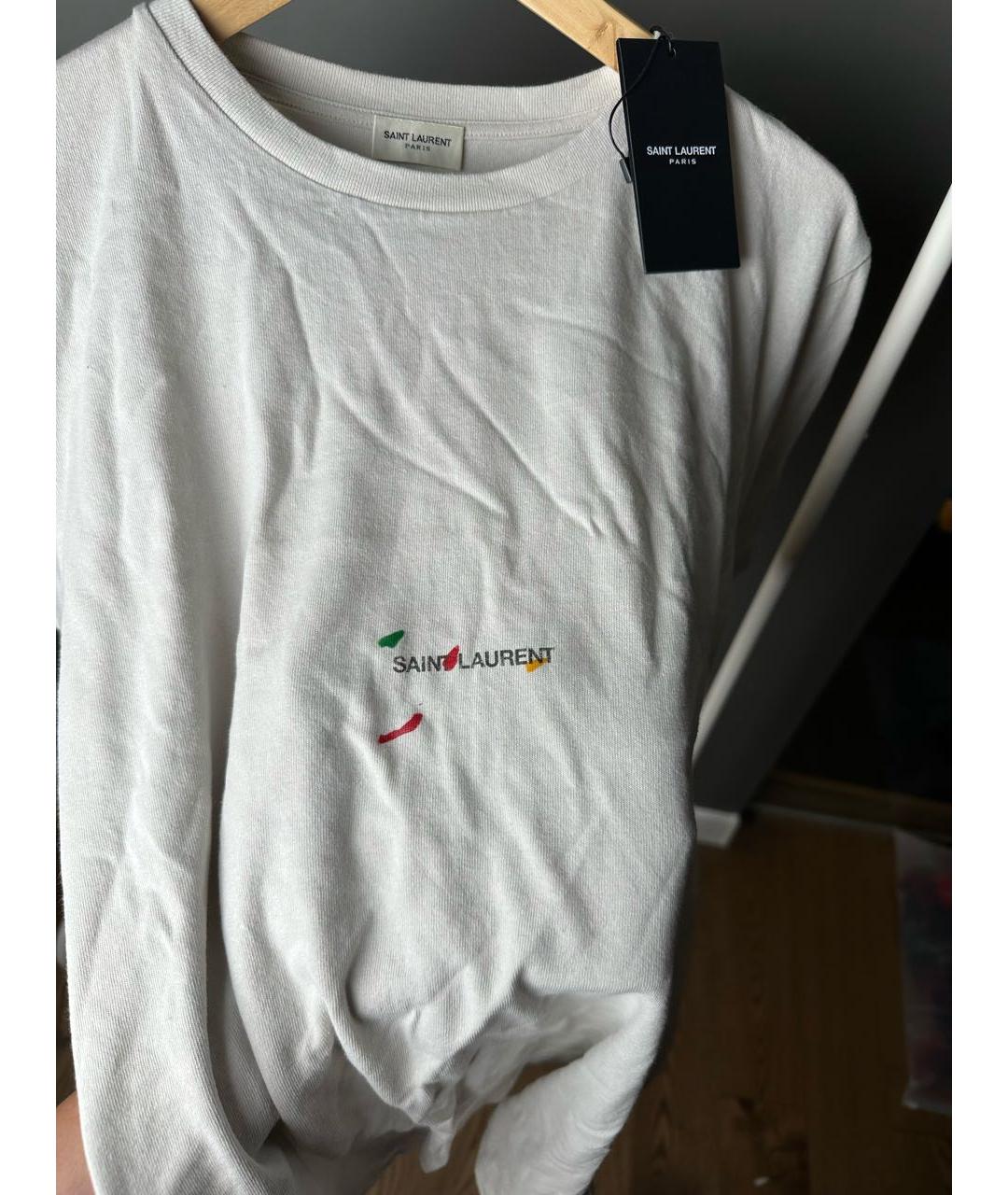 SAINT LAURENT Белая хлопковая футболка, фото 3
