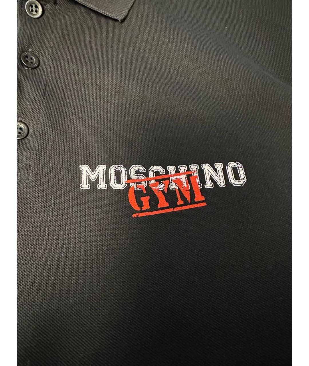 MOSCHINO Черное хлопковое поло с коротким рукавом, фото 4