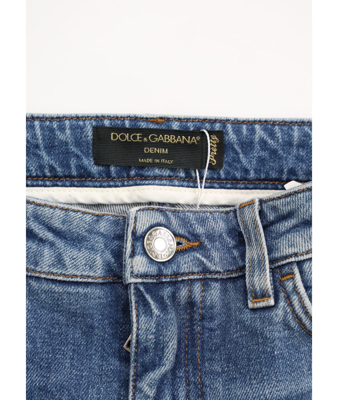 DOLCE&GABBANA Голубые хлопковые прямые джинсы, фото 6