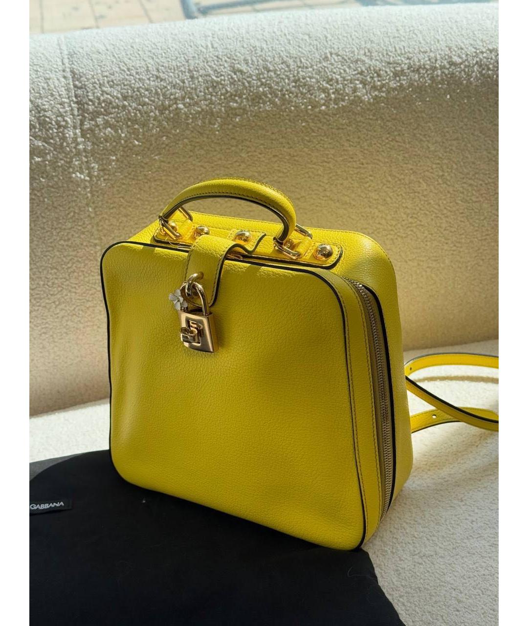 DOLCE&GABBANA Желтый кожаный рюкзак, фото 2