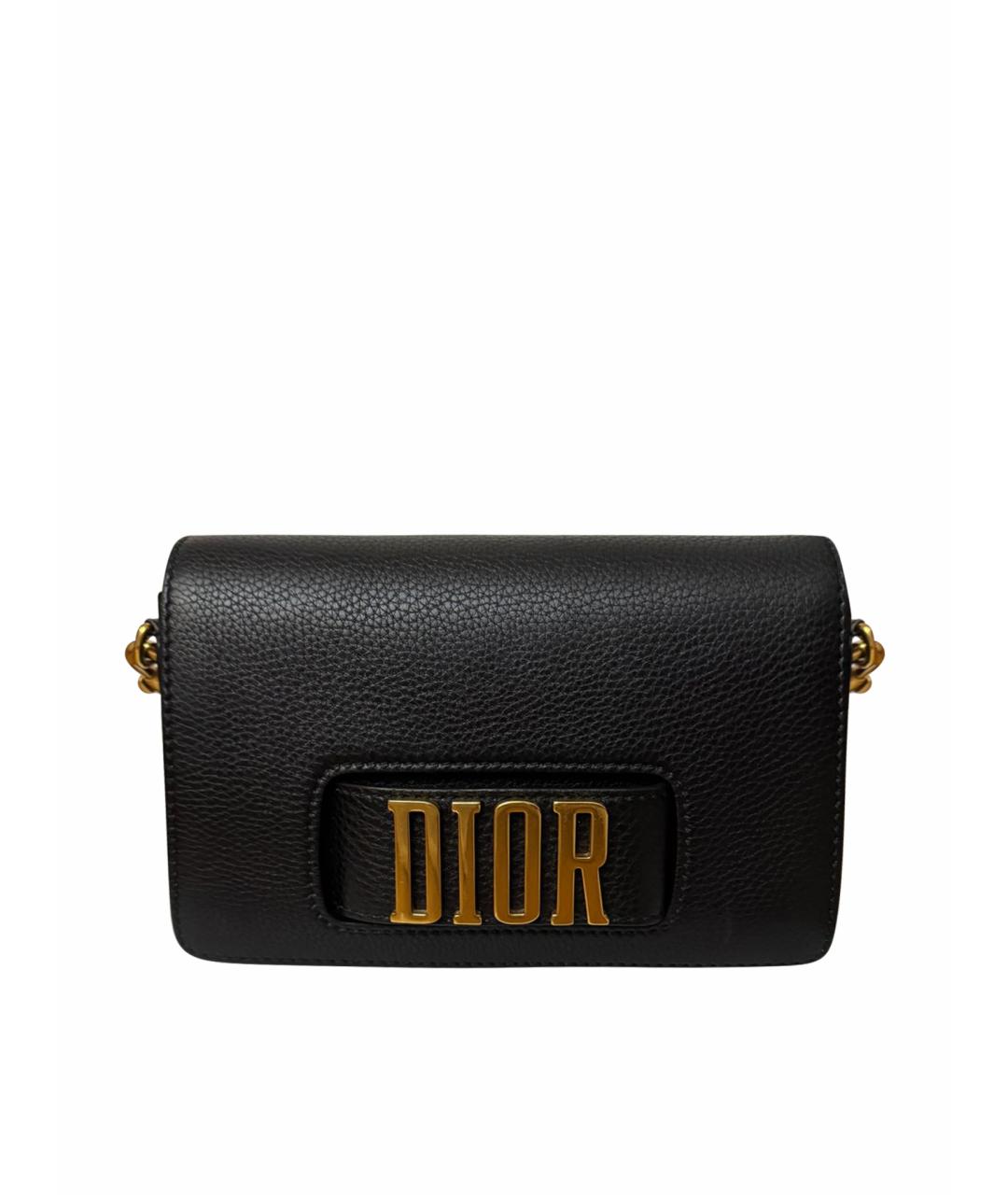 CHRISTIAN DIOR Черная кожаная сумка через плечо, фото 1