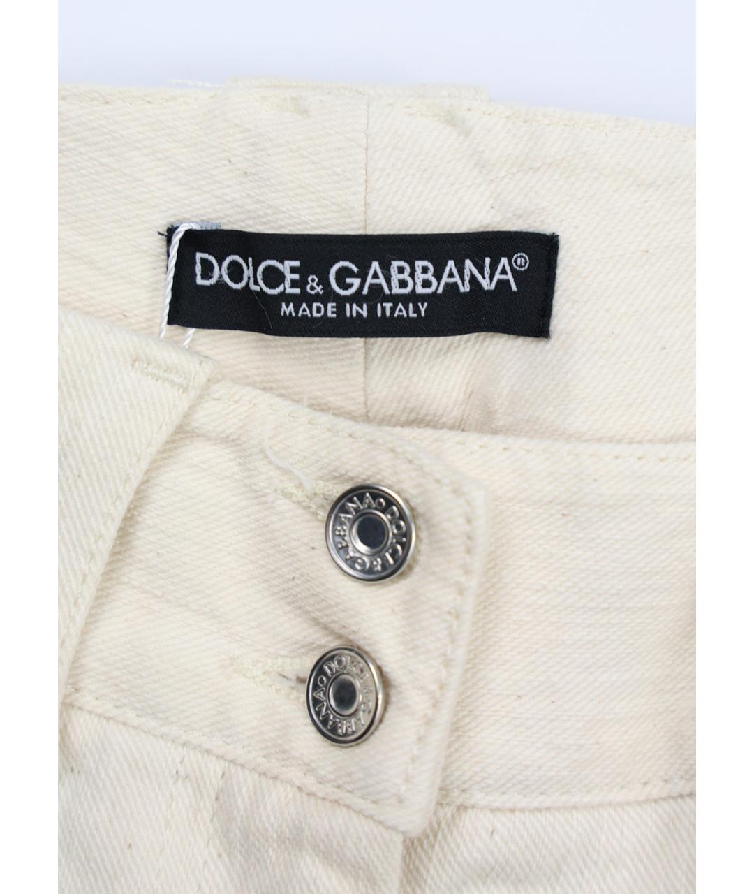 DOLCE&GABBANA Белые хлопковые прямые джинсы, фото 6