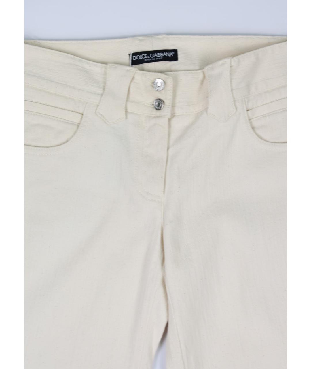DOLCE&GABBANA Белые хлопковые прямые джинсы, фото 3