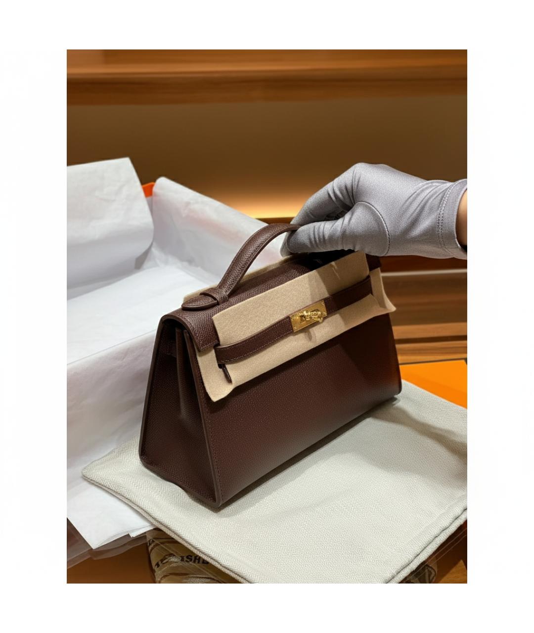 HERMES Коричневая кожаная сумка через плечо, фото 2