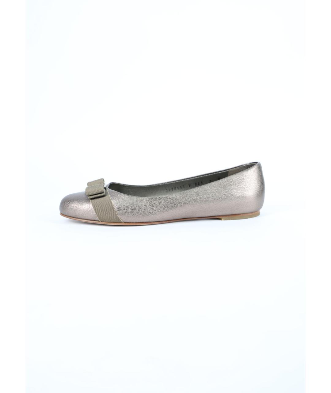 FERRAGAMO Коричневые кожаные балетки, фото 4