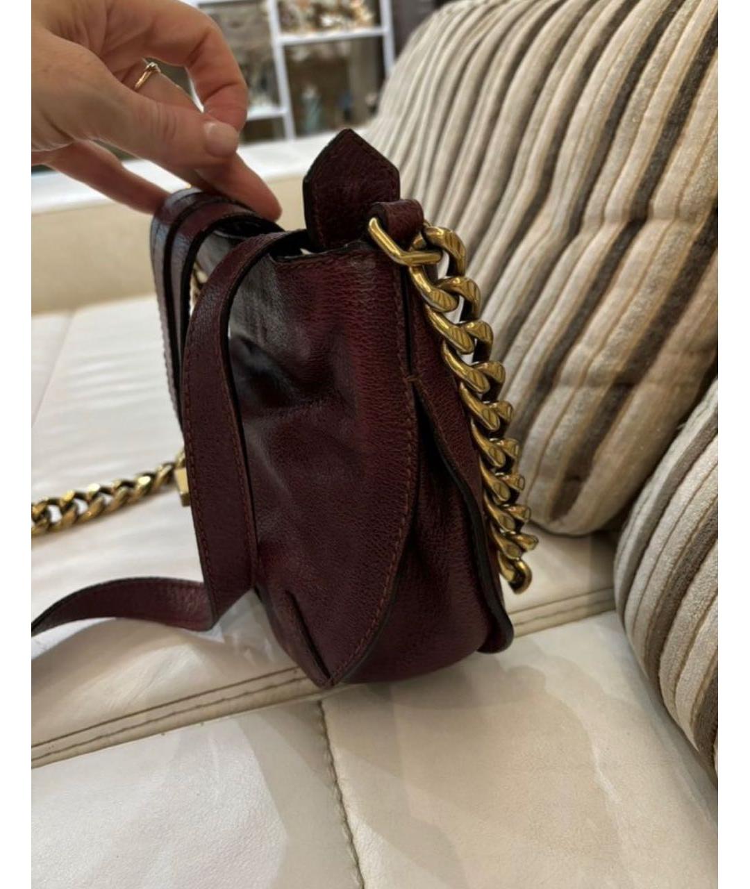 BURBERRY Бордовая кожаная сумка через плечо, фото 3