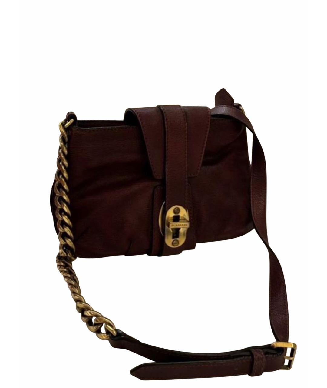BURBERRY Бордовая кожаная сумка через плечо, фото 1
