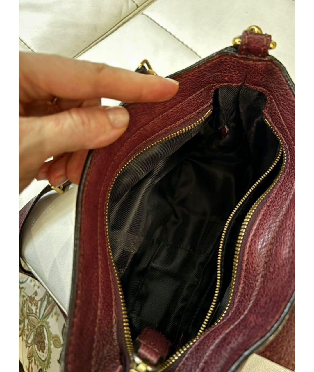 BURBERRY Бордовая кожаная сумка через плечо, фото 4