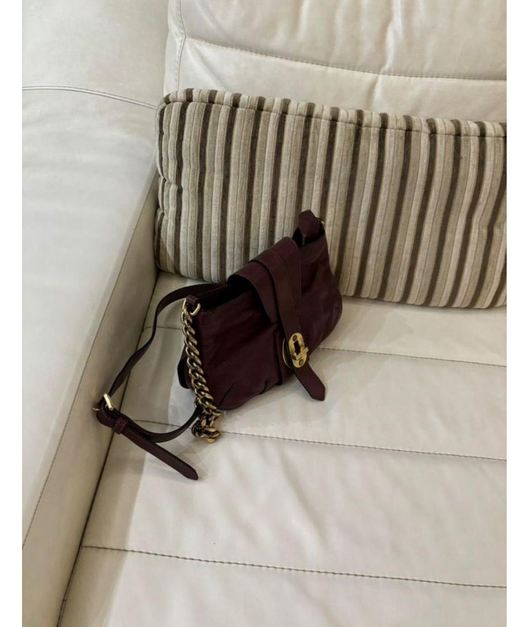 BURBERRY Бордовая кожаная сумка через плечо, фото 2