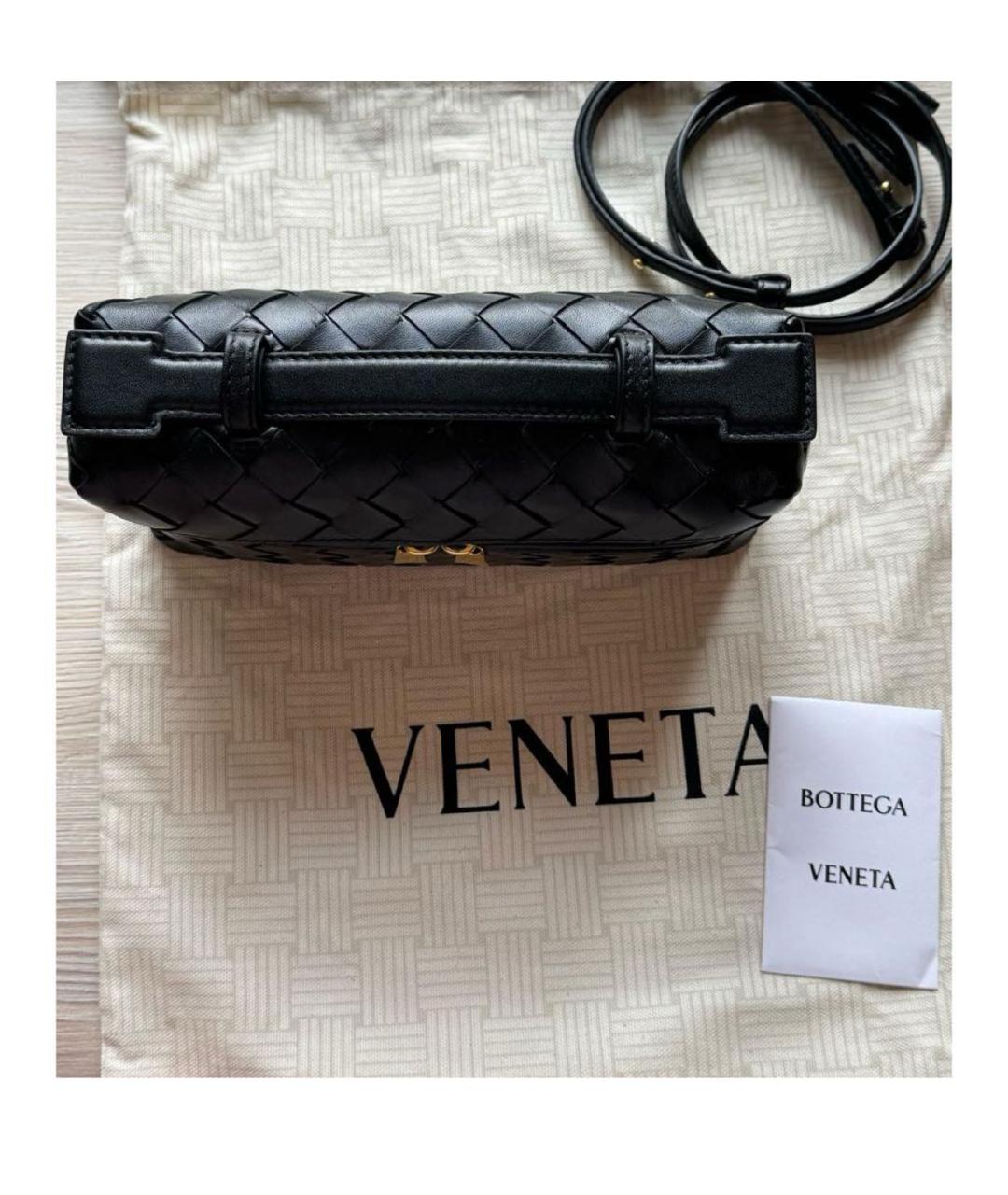 BOTTEGA VENETA Черная кожаная сумка через плечо, фото 5