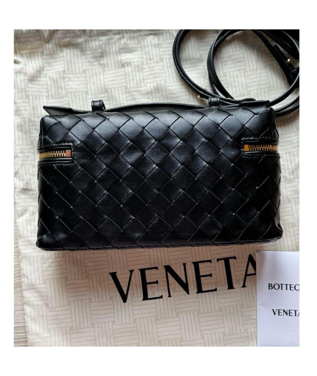 BOTTEGA VENETA Черная кожаная сумка через плечо, фото 3