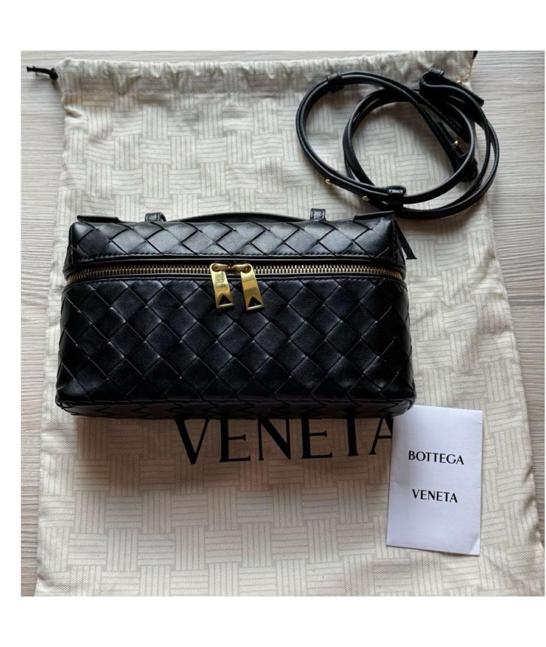 BOTTEGA VENETA Черная кожаная сумка через плечо, фото 2