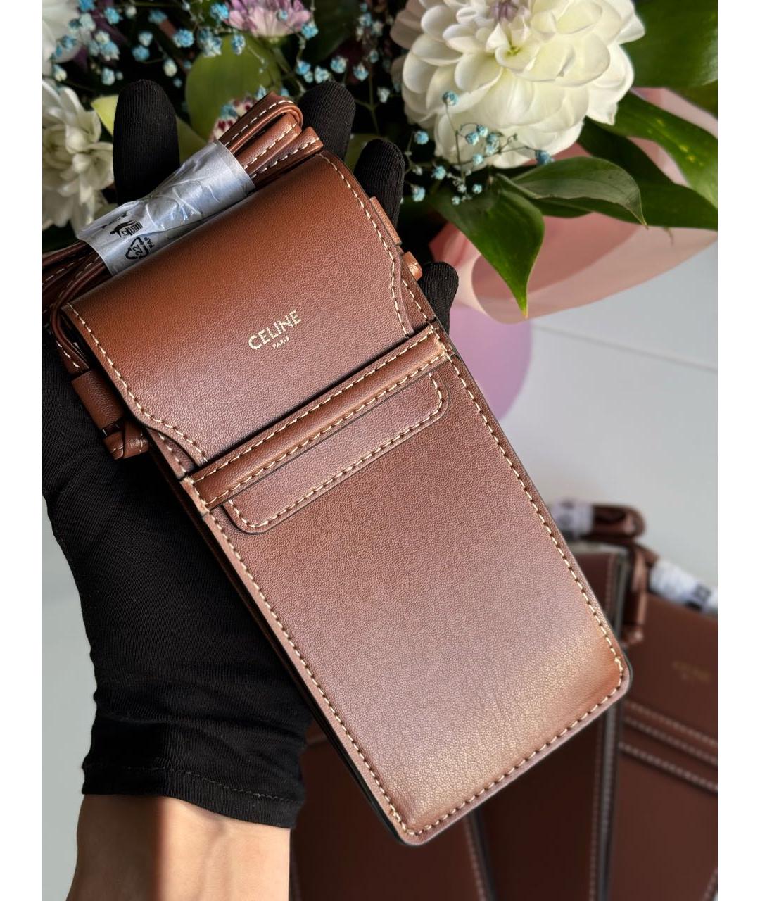 CELINE Коричневая сумка через плечо из искусственной кожи, фото 2