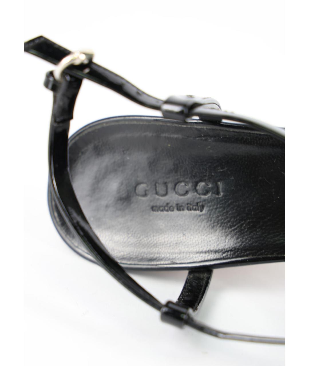 GUCCI Черные босоножки из лакированной кожи, фото 5