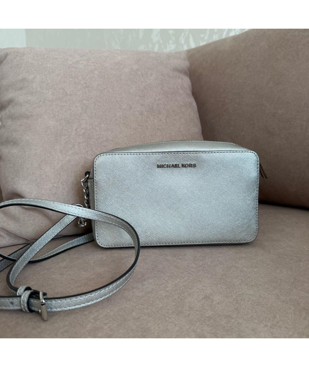 MICHAEL KORS Серебряная кожаная сумка через плечо, фото 5