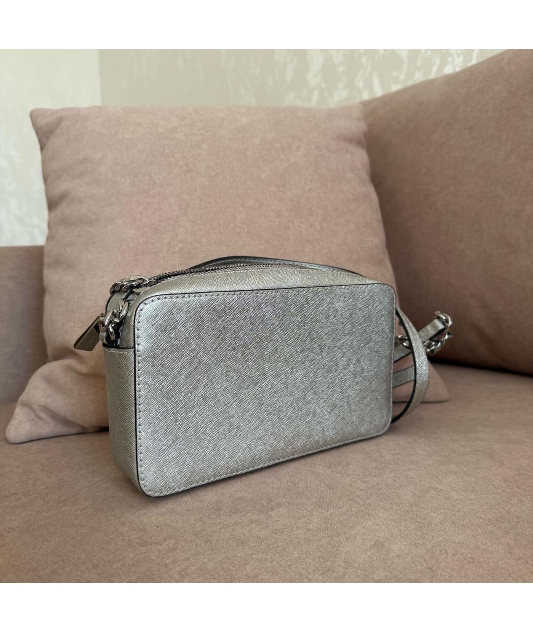 MICHAEL KORS Серебряная кожаная сумка через плечо, фото 3