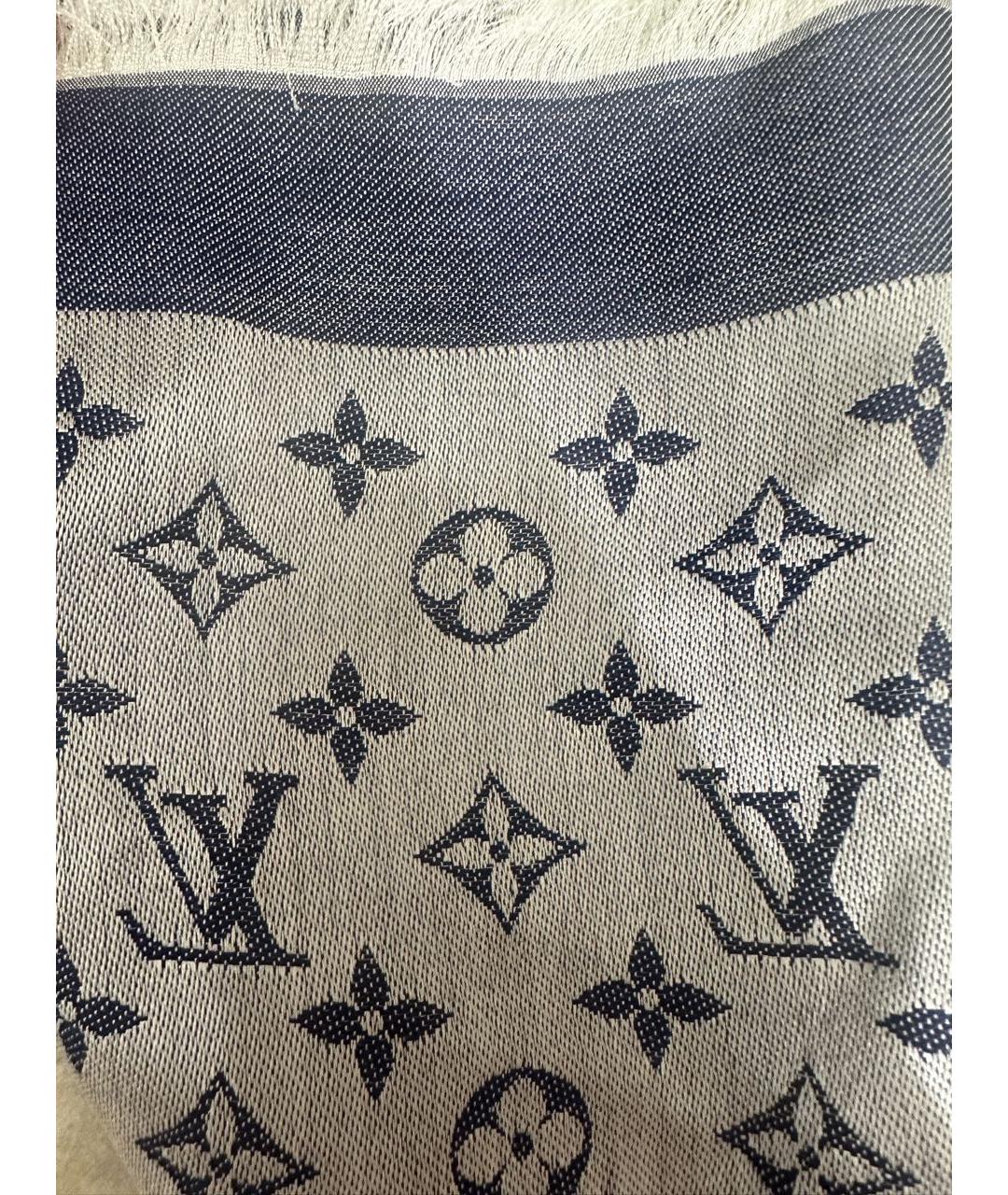 LOUIS VUITTON Синий шелковый платок, фото 6