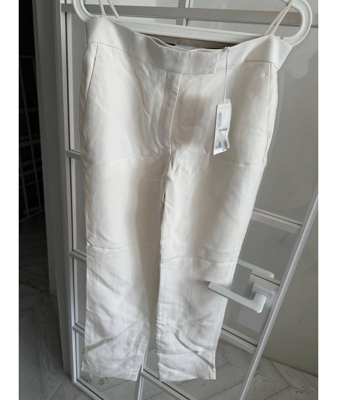 HELMUT LANG Белые вискозные классические брюки, фото 4