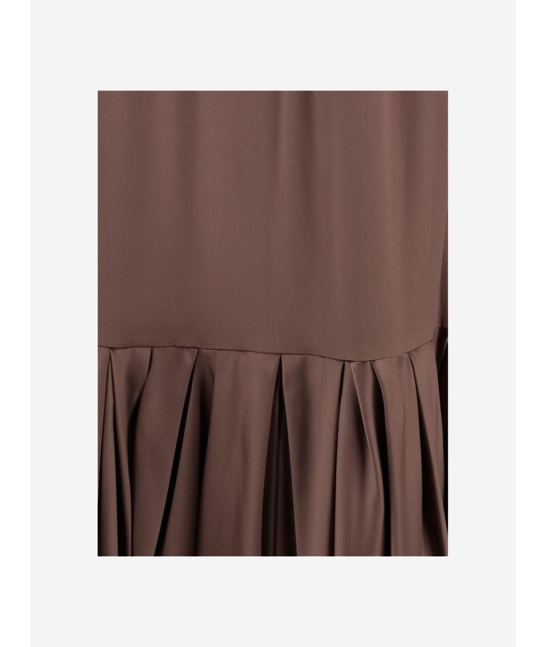 DRIES VAN NOTEN Коричневая шелковая юбка макси, фото 4